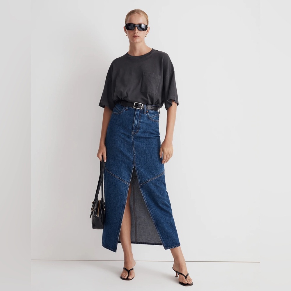 Madewell Denim Mid-Rise Maxi Skirt in Pineland Wash